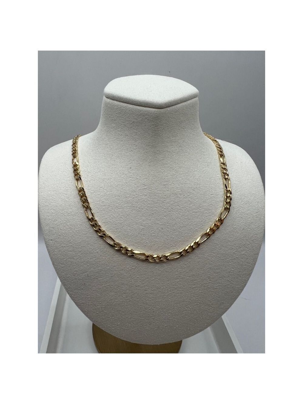 Unisex Figaro Chain Necklace Gold Look 24in
